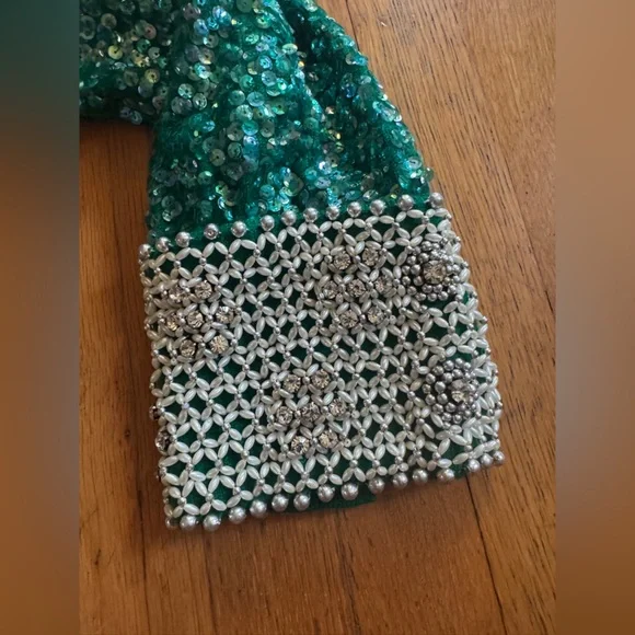70s Vintage Green Sequin Wiggle Dress - Picture 9 of 9